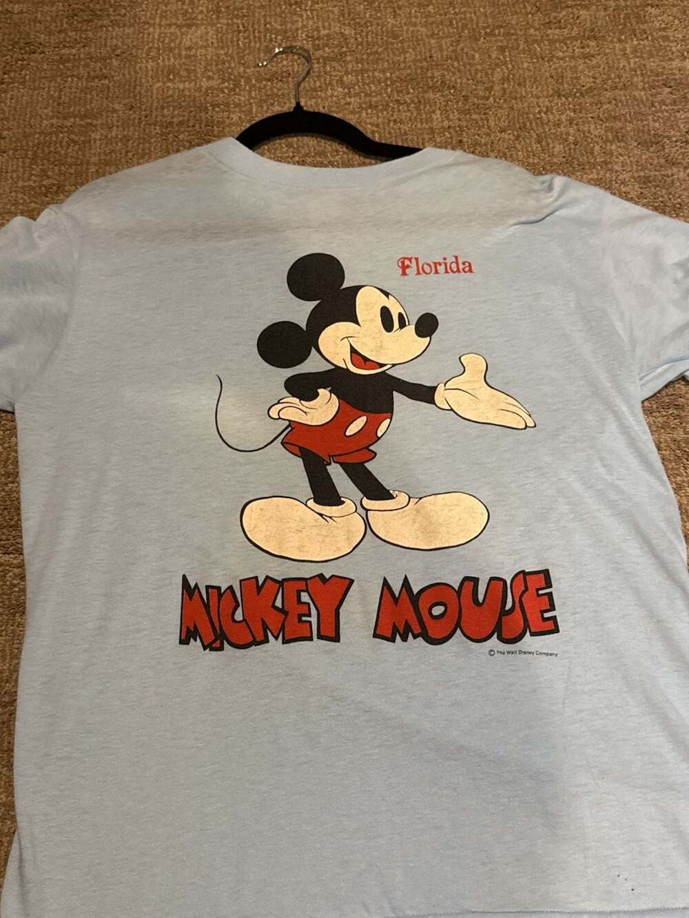 Vintage 80s Disney Mickey Mouse Florida T-Shirt Light Blue - Picture 1 of 4